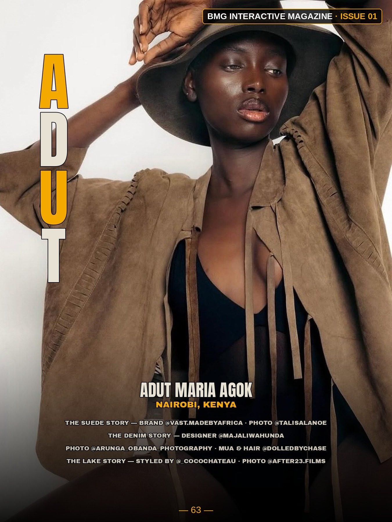 Adut Maria Agok — the main page of her Issue 01 spread