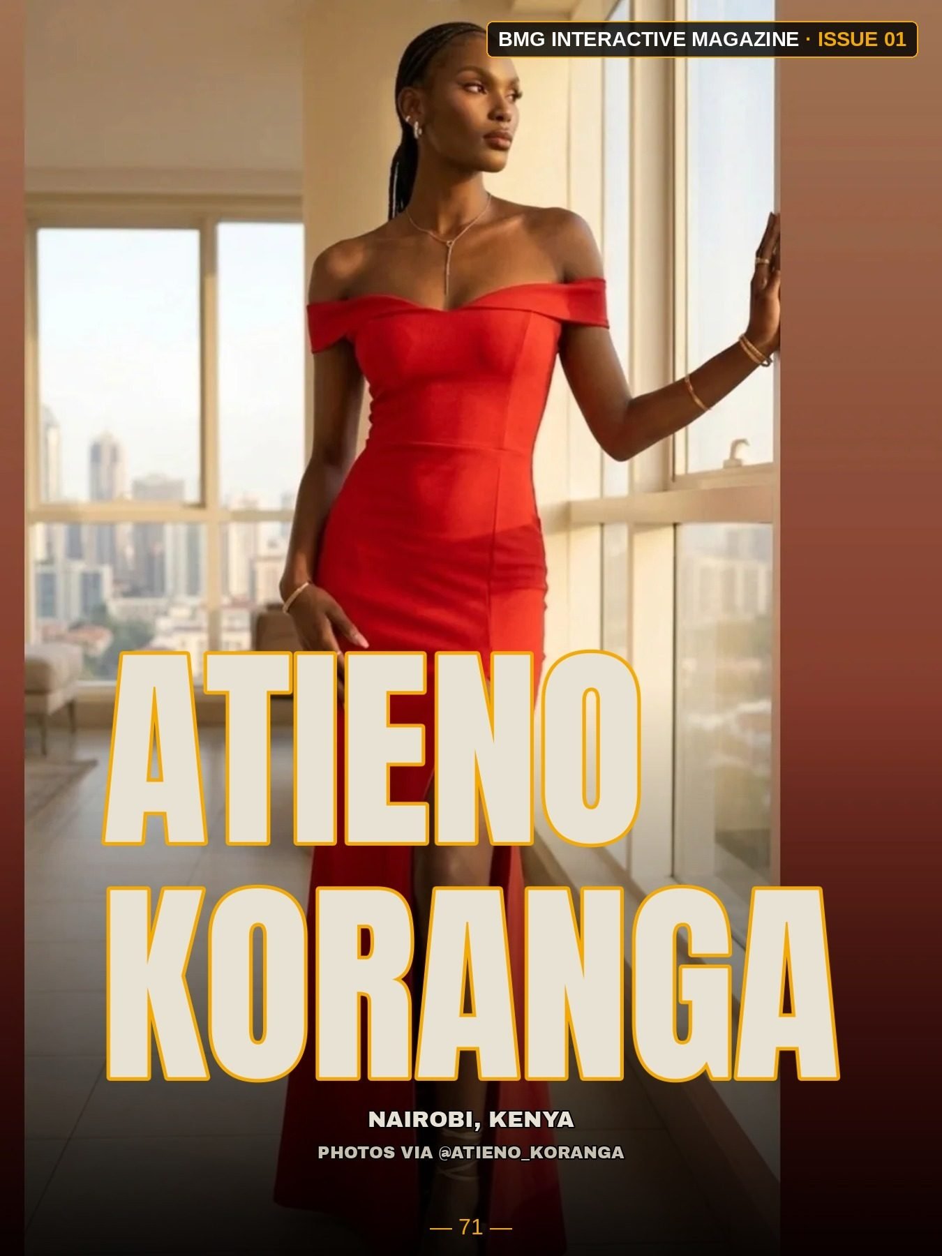 Atieno Koranga — the main page of her Issue 01 spread