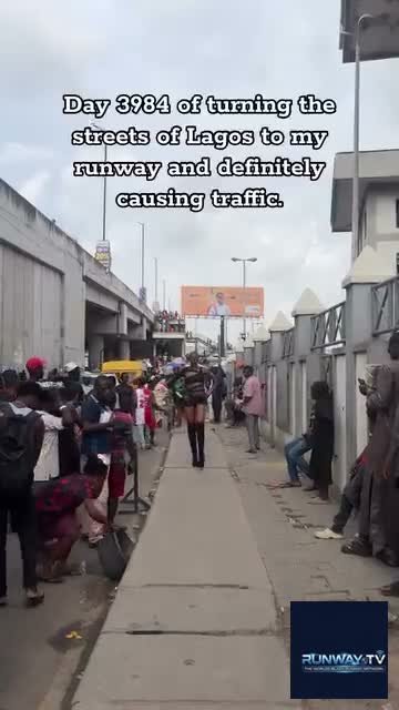 Oyin turning a Lagos street into her runway for RUNWAY TV