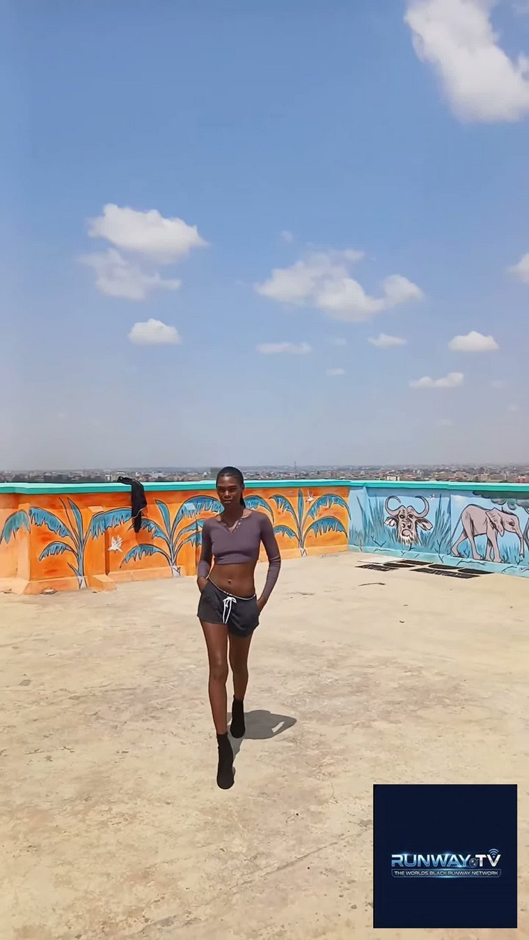 Atieno Koranga walking her rooftop catwalk in Nairobi for BMG CATWALK
